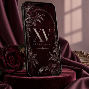 Sample After Dark XV invitation with dark editorial styling.