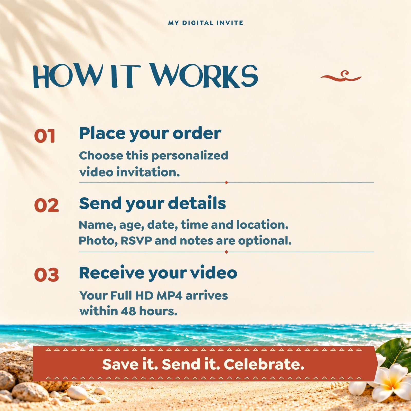 Baby Moana Birthday Video Invitation with Custom Voice Greeting - preview 4