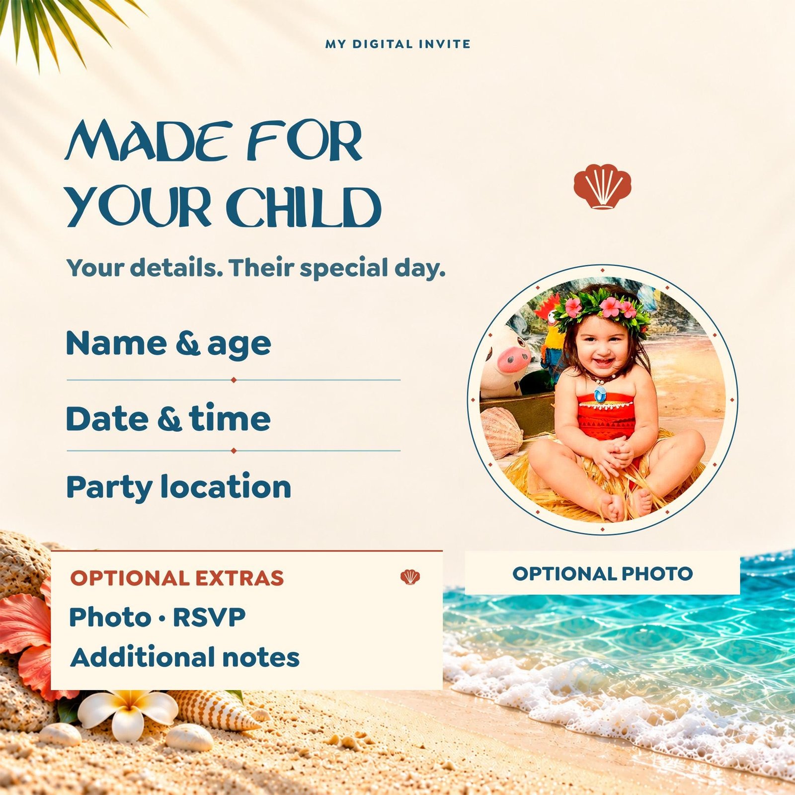 Baby Moana Birthday Video Invitation with Custom Voice Greeting - preview 6