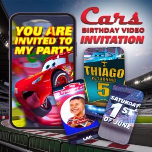 Cars Personalized Birthday Video Invitation - Lightning McQueen - preview 1