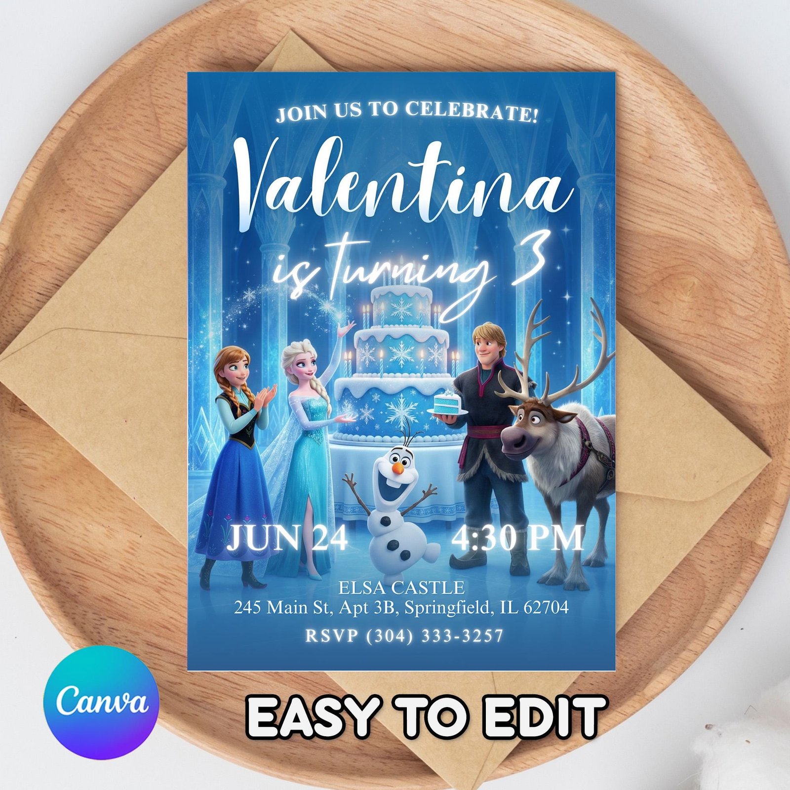 Frozen Ice Castle Birthday Invitation - Elsa & Anna - Canva Template - preview 2