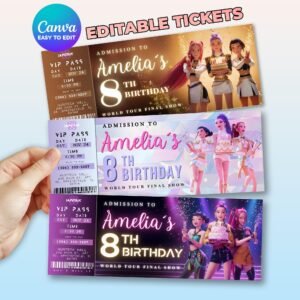 K-Pop Demon Hunters Birthday Invitation – Huntrix Concert Tickets – 3 Designs — design preview