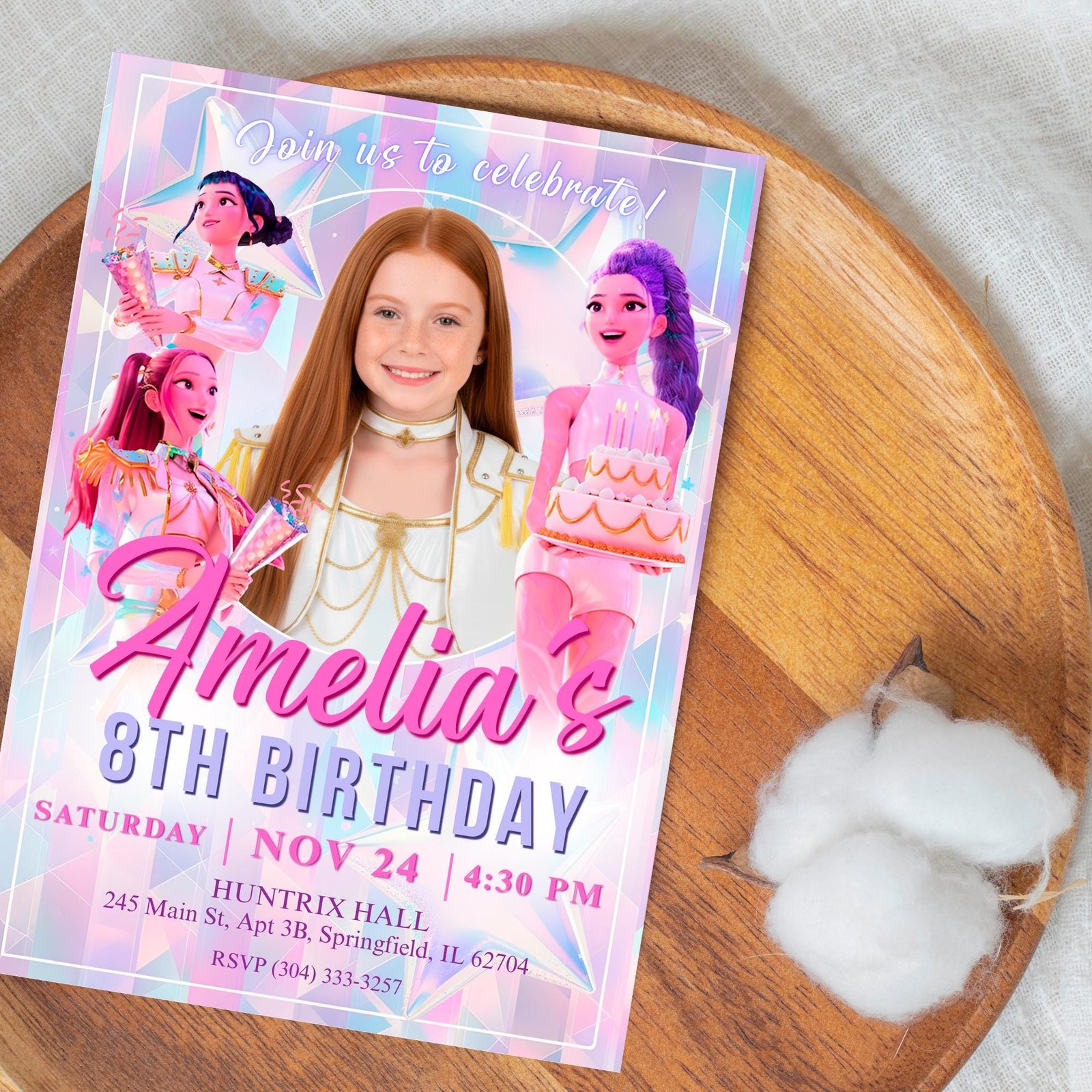 Huntrix Golden Birthday Photo Invitation - Canva Template - preview 3
