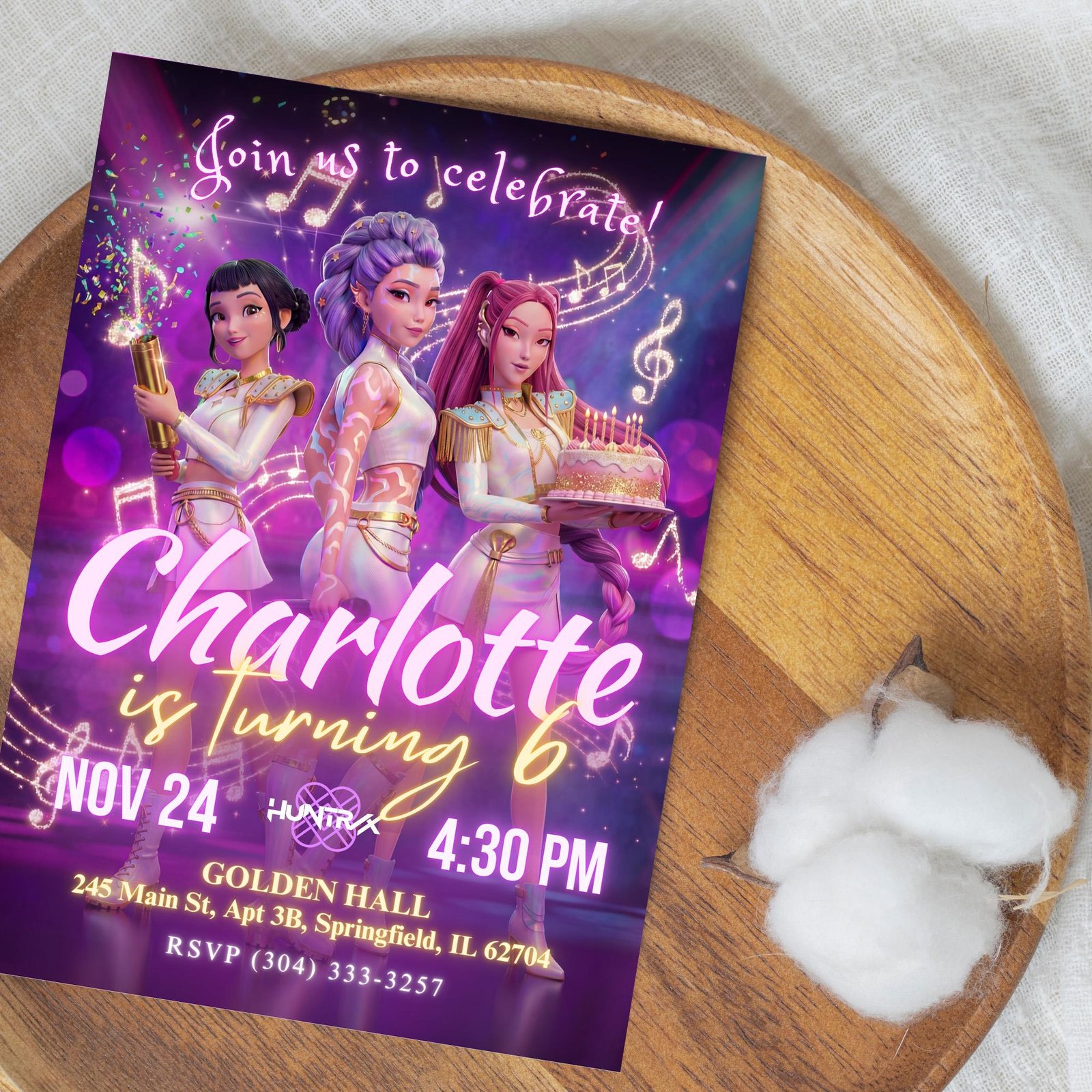 Huntrix Golden Concert Birthday Invitation Bundle - Canva Template - preview 2