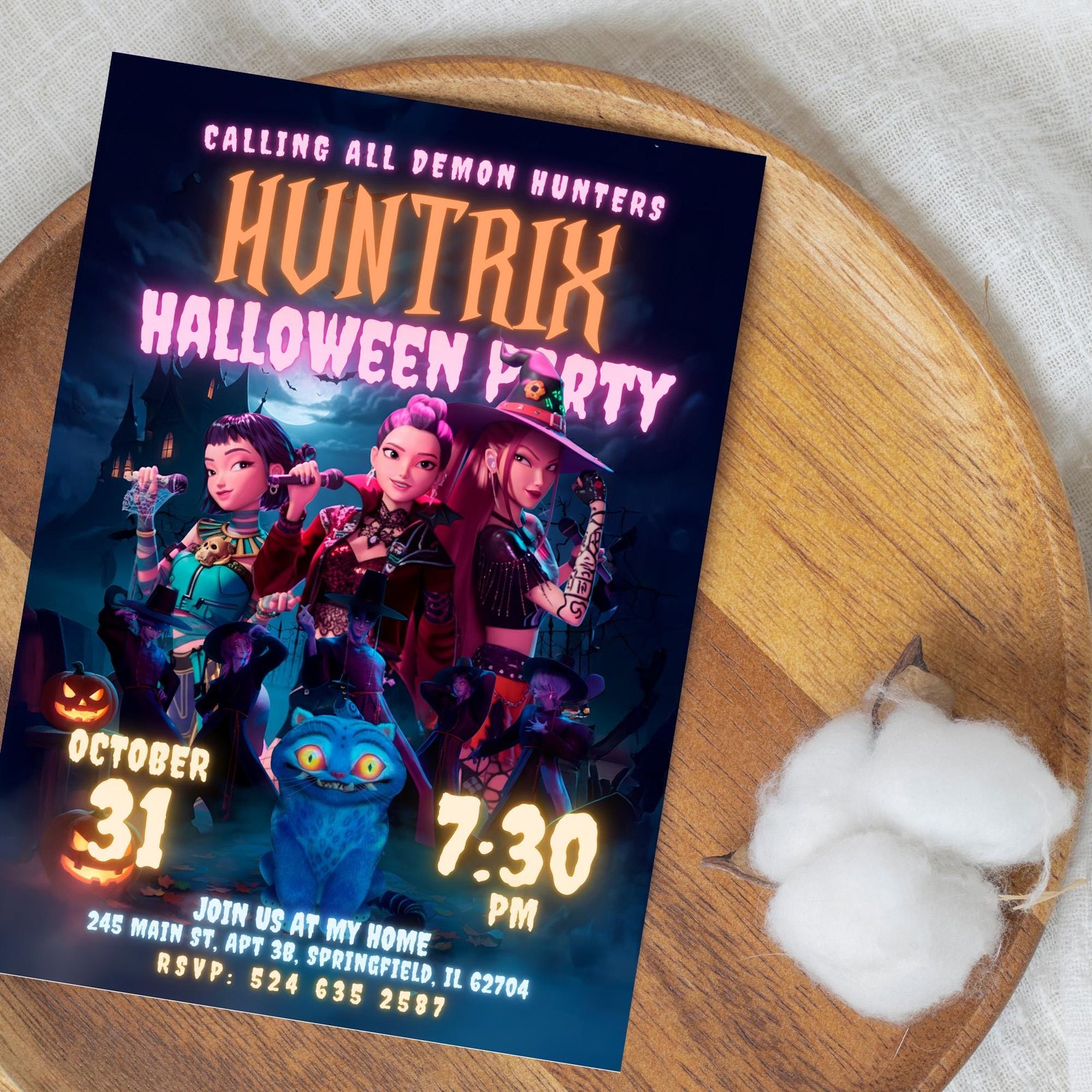 Huntrix Halloween Birthday Invitation - Canva Template - preview 3