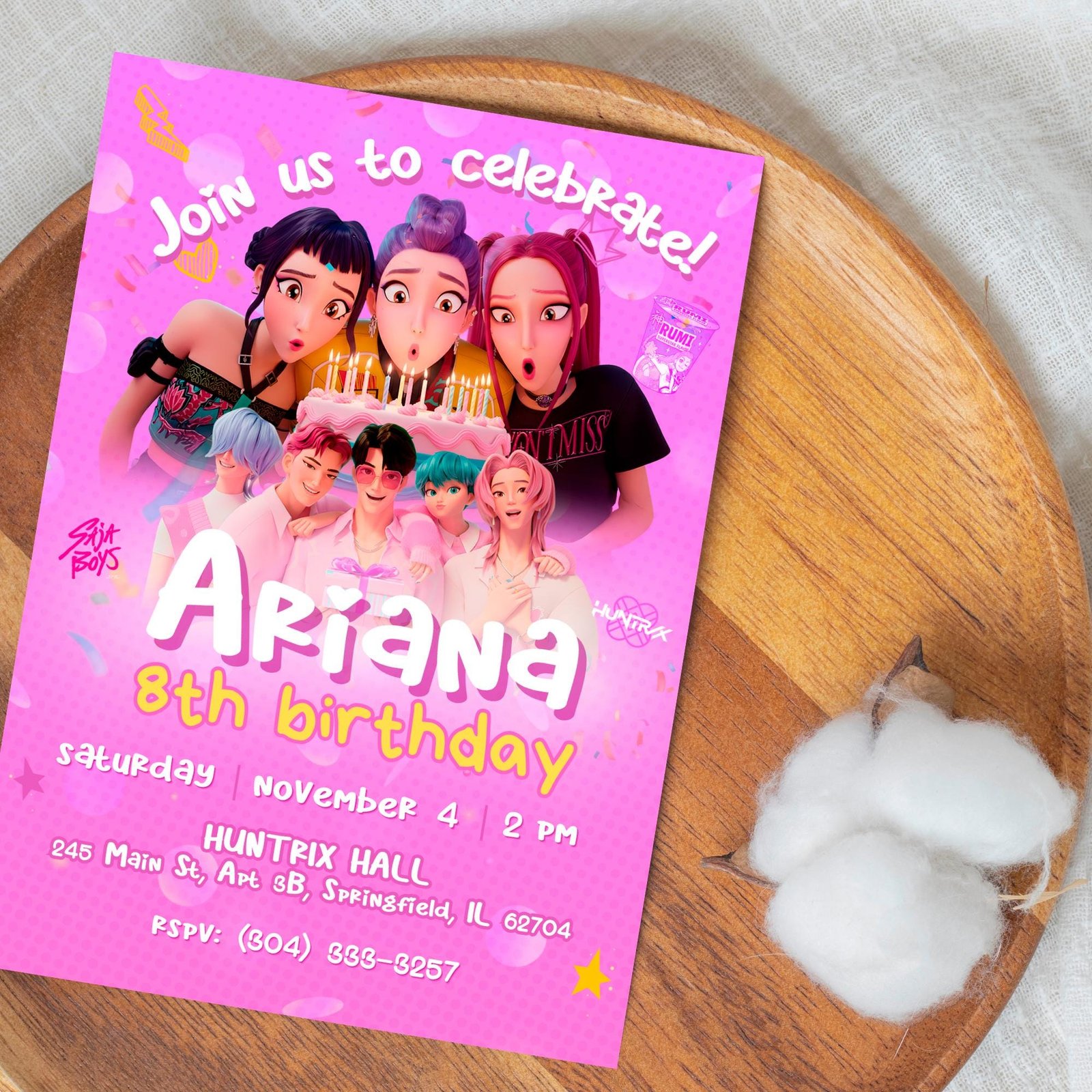 Huntrix & Saja Birthday Invitation - Classic Edition - Canva Template - preview 3