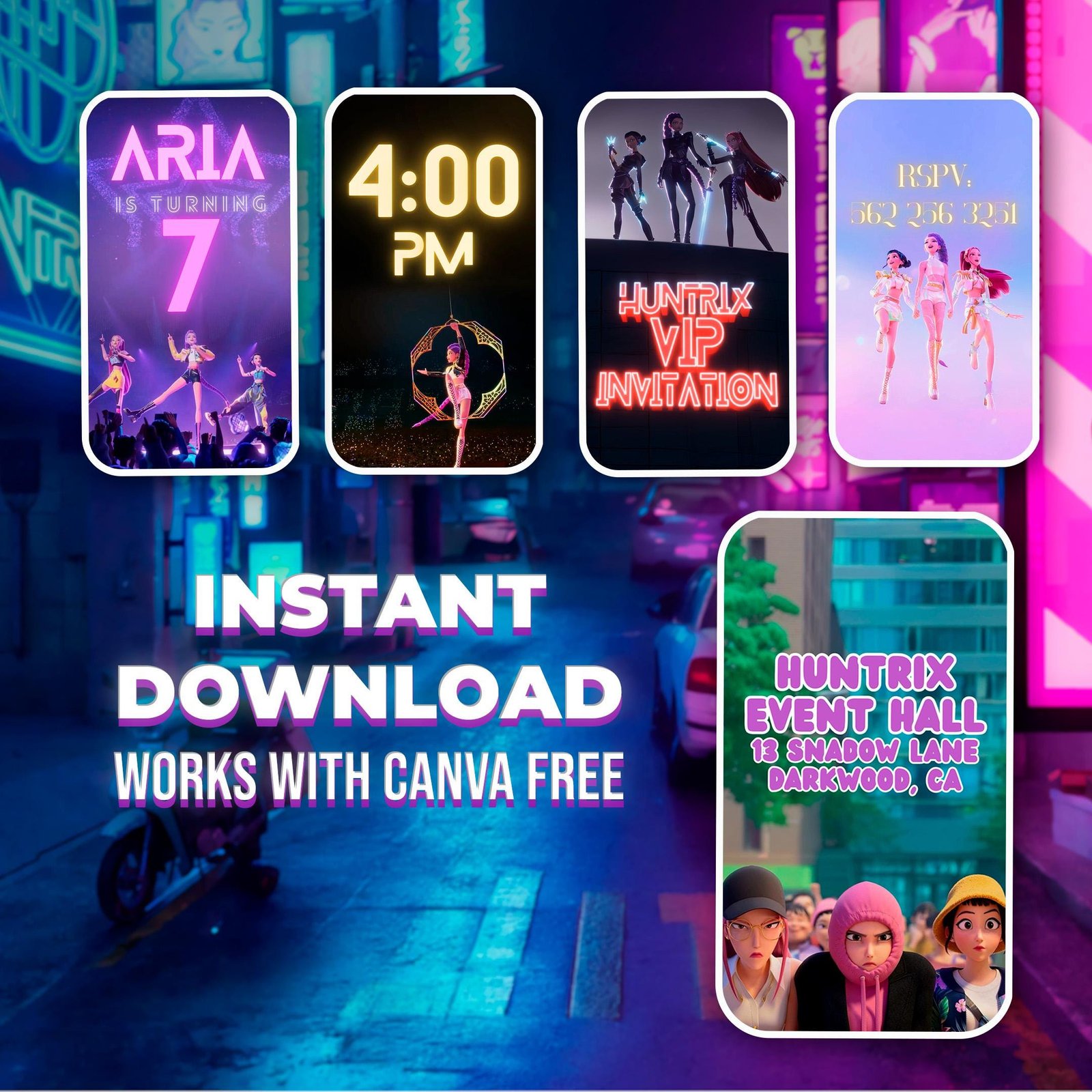 Huntrix & Saja Boys Birthday Video Invitation - Original Edition - Canva Template - preview 3