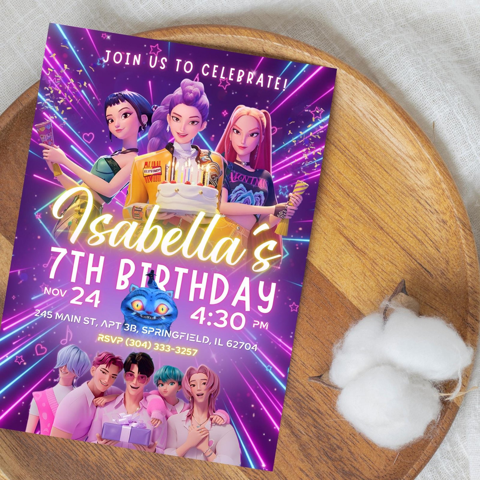 Huntrix, Saja Boys & Derpy Birthday Invitation - Canva Template - preview 3