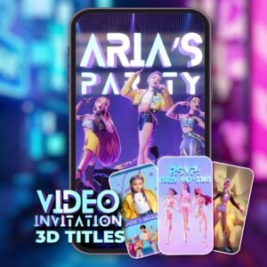 K-Pop Demon Hunters Birthday Invitation – Huntrix & Saja Boys Custom Video — design preview