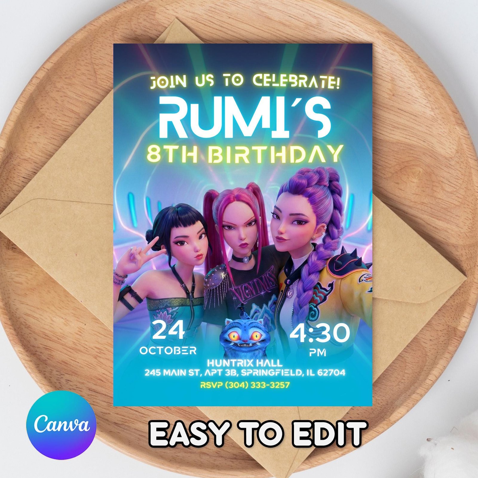 Huntrix Selfie Birthday Invitation - Canva Template - preview 2