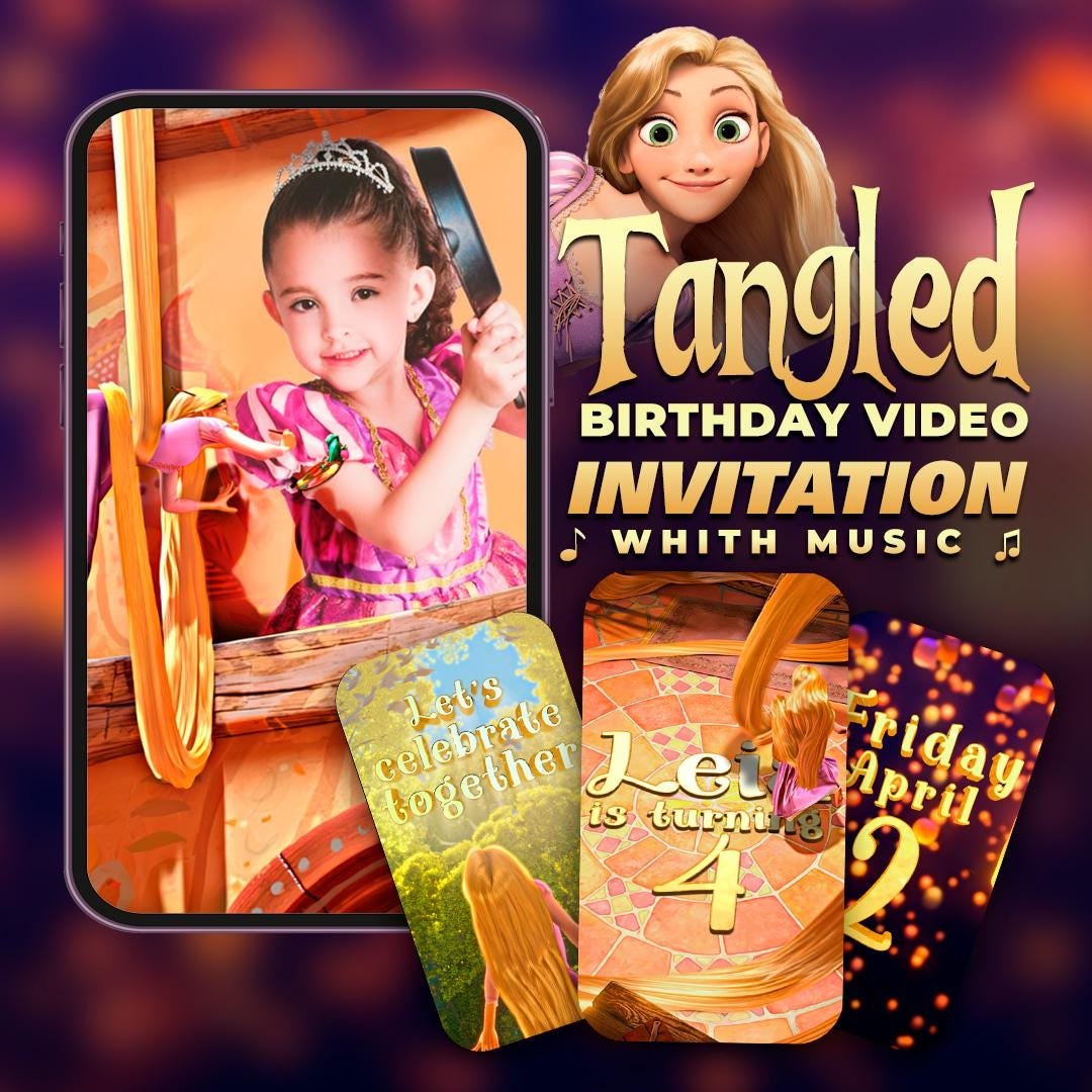 Rapunzel Personalized Birthday Video Invitation - preview 1