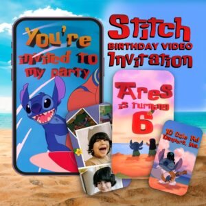 Stitch Personalized Birthday Video Invitation - Tropical Aloha - preview 1