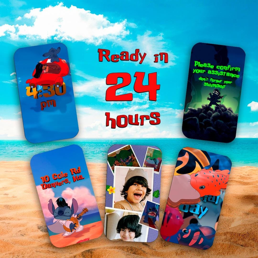 Stitch Personalized Birthday Video Invitation - Tropical Aloha - preview 2