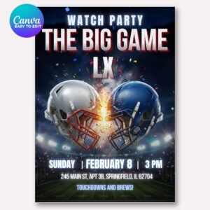 The Big Game Football Watch Party Invitation - Canva Template - preview 1