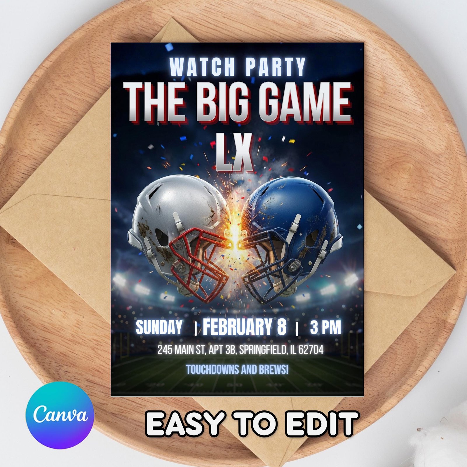 The Big Game Football Watch Party Invitation - Canva Template - preview 2