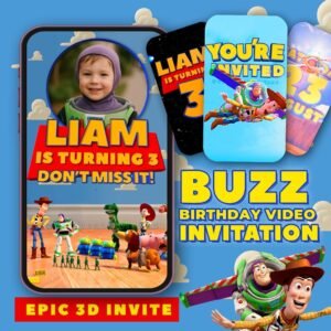 Toy Story Personalized Birthday Video Invitation - Buzz & Woody - preview 1
